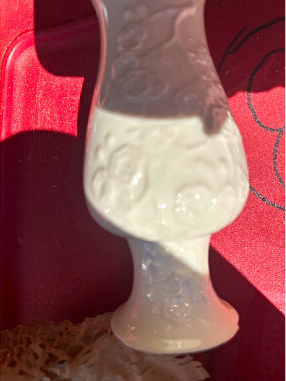Lenox White Porcelain Floral Embossed Vase Gold Rim White/Gold Made in USA